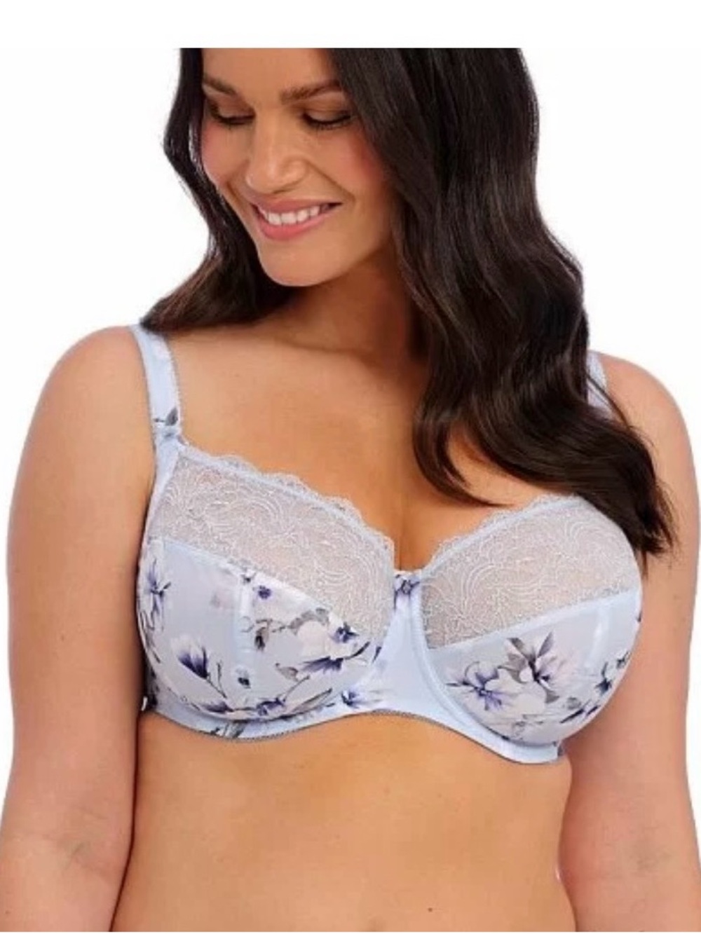 Light Blue Floral Lace Underwire Bra